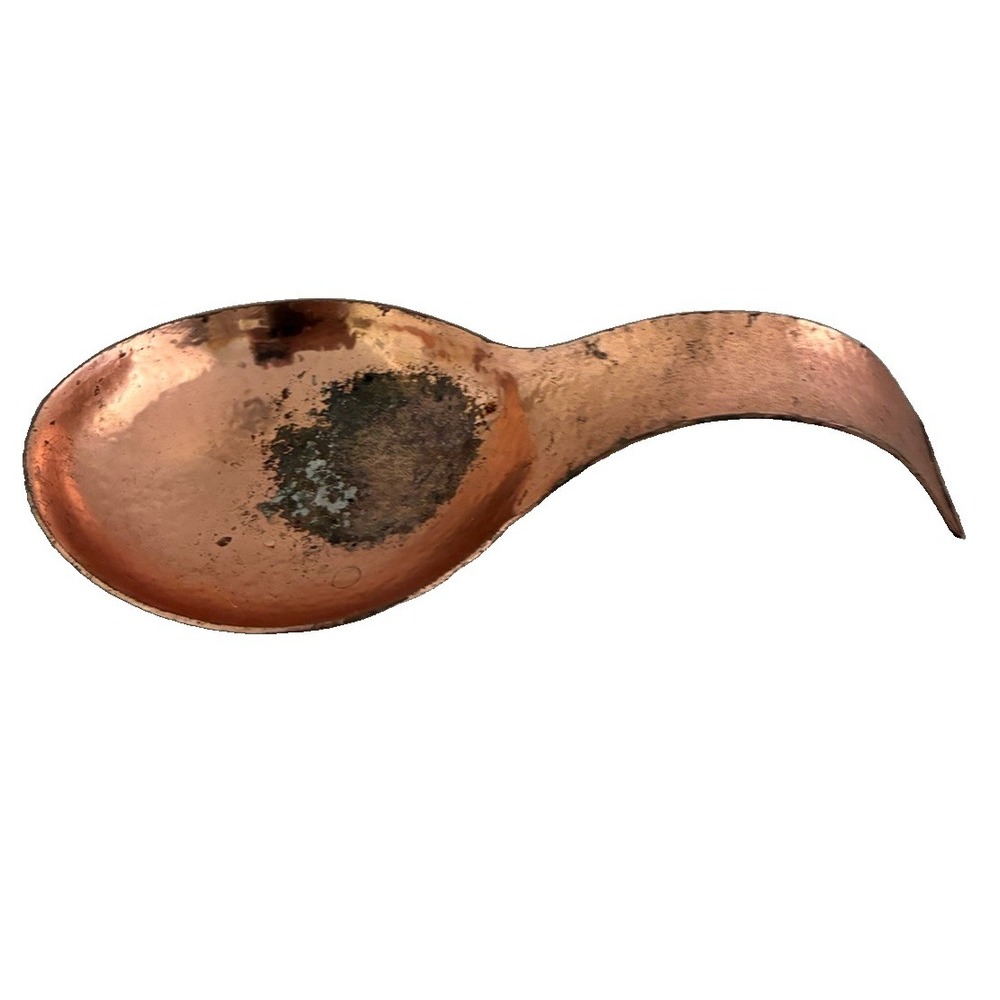 Spoon Rest Hammered Copper Plated Kitchen Utensil Holder Rustic Farmhouse 10"
